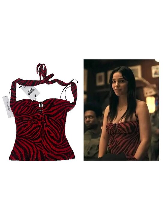Princess Polly Tops - Princess Polly Cielo Mesh Halter Top Red Zebra - Nikki Obsession Party Top